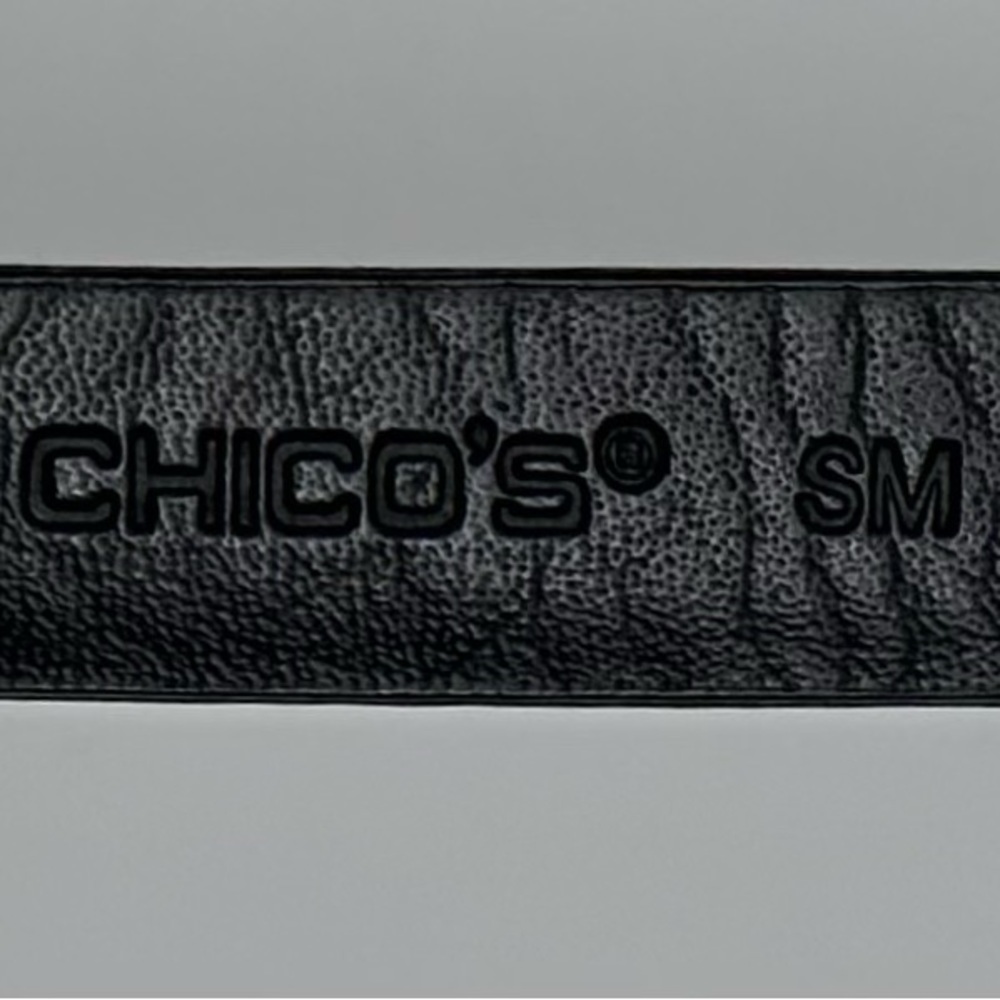 Chico’s Black‎ Belt Glass Buckle Adjustable Sz S/M - Picture 5 of 9
